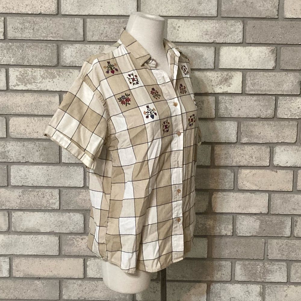 Embroidered Checkered Button Down Shirt